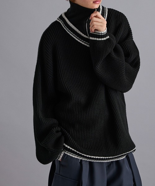 JUNRED（ジュンレッド）の「ハーフジップレイヤードニット（ニット/セーター・メンズ・グリーン/ブラック・L/M/S）」の20枚目の写真