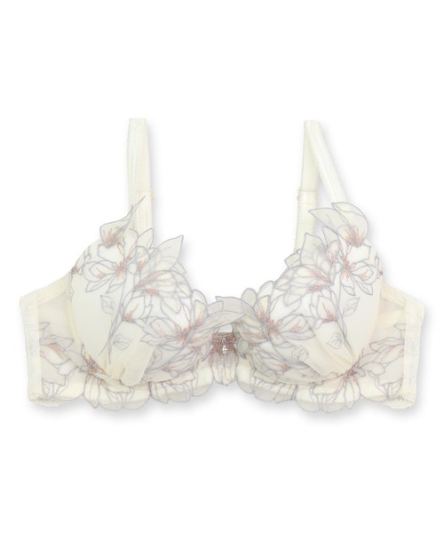 fran de lingerie（フランデランジェリー）の「軽やかに揺れるチュールフラワー安定感のあるすっきりバストメイク 「ノーブルティアラブラ002 ブラジャー（ワイヤー有り）」 ブラジャー（ブラジャー・レディース・ブルーパープル/モカ/ピンク系その他/ブラック/ホワイト/ラベンダー/ベージュ/グレイッシュブルー/ワイン・G65/G70/G75/G80/G85/H65/H70/H75/H80/H85/I65/I70/I75/I80/I85）」の16枚目の写真