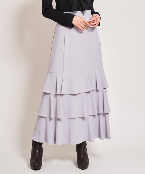 31 Sons de mode（トランテアン　ソン　ドゥ　モード）の「ティアードマーメイドスカート（スカート・レディース・ブラウン/クリーム/サックスブルー・36/38）」の2枚目の写真