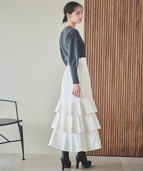 31 Sons de mode（トランテアン　ソン　ドゥ　モード）の「ティアードマーメイドスカート（スカート・レディース・ブラウン/クリーム/サックスブルー・36/38）」の10枚目の写真