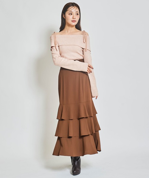 31 Sons de mode（トランテアン　ソン　ドゥ　モード）の「ティアードマーメイドスカート（スカート・レディース・ブラウン/クリーム/サックスブルー・36/38）」の13枚目の写真