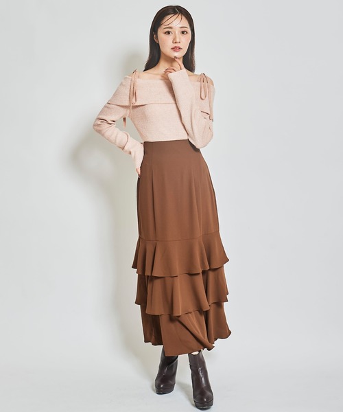 31 Sons de mode（トランテアン　ソン　ドゥ　モード）の「ティアードマーメイドスカート（スカート・レディース・ブラウン/クリーム/サックスブルー・36/38）」の14枚目の写真