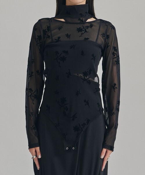 UNITED TOKYO(ユナイテッドトウキョウ)の「プリンテッドメッシュボディースーツ(Tシャツ/カットソー・レディース・ブラック/グレー・FREE)」の5枚目の写真