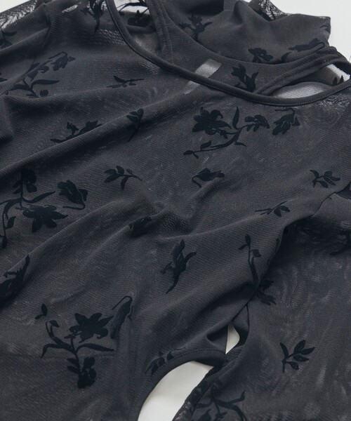 UNITED TOKYO(ユナイテッドトウキョウ)の「プリンテッドメッシュボディースーツ(Tシャツ/カットソー・レディース・ブラック/グレー・FREE)」の9枚目の写真