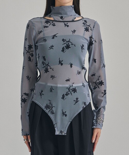 UNITED TOKYO(ユナイテッドトウキョウ)の「プリンテッドメッシュボディースーツ(Tシャツ/カットソー・レディース・ブラック/グレー・FREE)」の12枚目の写真