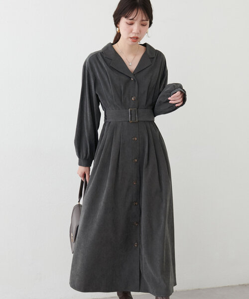 natural couture（ナチュラルクチュール）の「開衿レディシャツワンピース（ワンピース・レディース・モカ/スミクロ/その他1/ボルドー・FREE）」の2枚目の写真