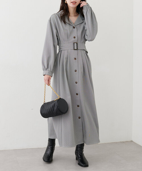 natural couture（ナチュラルクチュール）の「開衿レディシャツワンピース（ワンピース・レディース・モカ/スミクロ/その他1/ボルドー・FREE）」の6枚目の写真