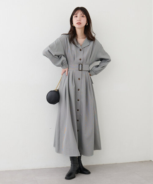 natural couture（ナチュラルクチュール）の「開衿レディシャツワンピース（ワンピース・レディース・モカ/スミクロ/その他1/ボルドー・FREE）」の8枚目の写真