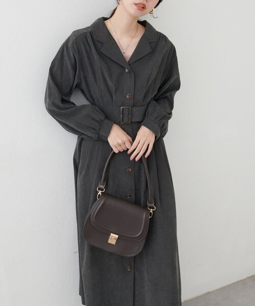 natural couture（ナチュラルクチュール）の「開衿レディシャツワンピース（ワンピース・レディース・モカ/スミクロ/その他1/ボルドー・FREE）」の21枚目の写真