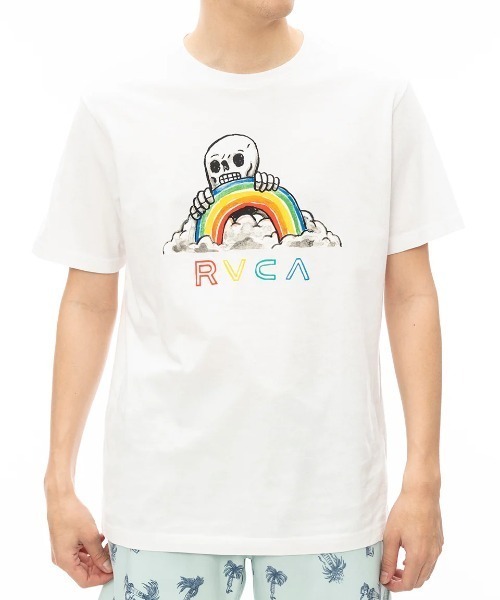 RVCA メンズ RAINBOW SKULLS SS 半袖シャツ/ルーカスカルアートプリントクルーネックTシャツ(Tシャツ/カットソー)|RVCA(ルーカ)