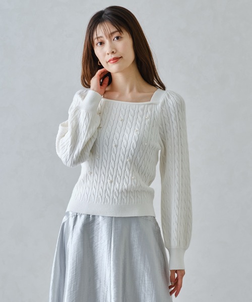 MISCH MASCH(ミッシュマッシュ)の「スクエアネックケーブルパールニット/MM448318(ニット/セーター・レディース・ブラック/ホワイト/ラベンダー・フリ-)」の16枚目の写真