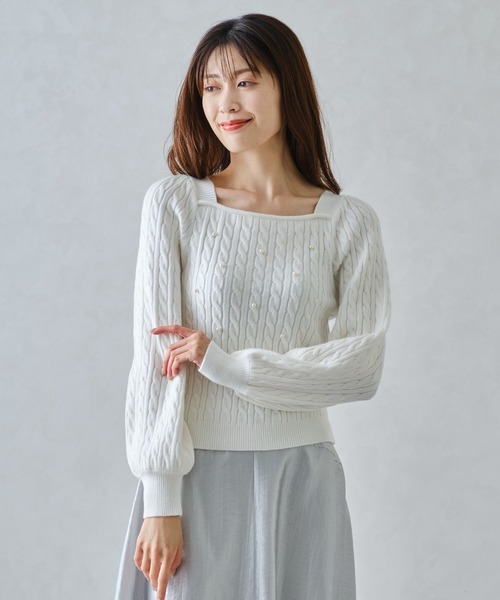 MISCH MASCH(ミッシュマッシュ)の「スクエアネックケーブルパールニット/MM448318(ニット/セーター・レディース・ブラック/ホワイト/ラベンダー・フリ-)」の18枚目の写真