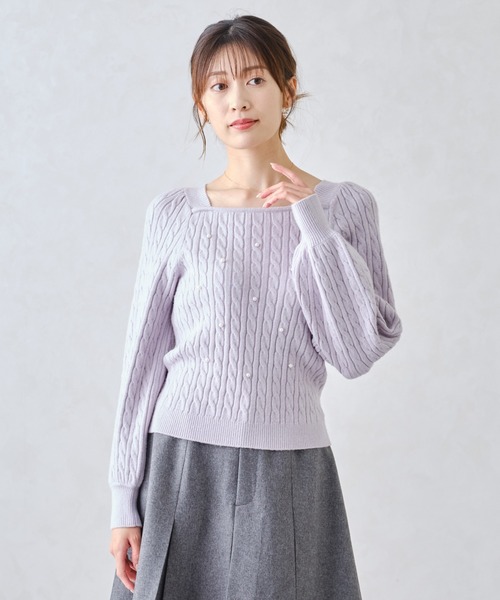 MISCH MASCH(ミッシュマッシュ)の「スクエアネックケーブルパールニット/MM448318(ニット/セーター・レディース・ブラック/ホワイト/ラベンダー・フリ-)」の20枚目の写真