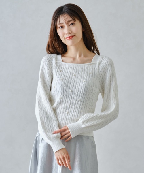 MISCH MASCH(ミッシュマッシュ)の「スクエアネックケーブルパールニット/MM448318(ニット/セーター・レディース・ブラック/ホワイト/ラベンダー・フリ-)」の17枚目の写真
