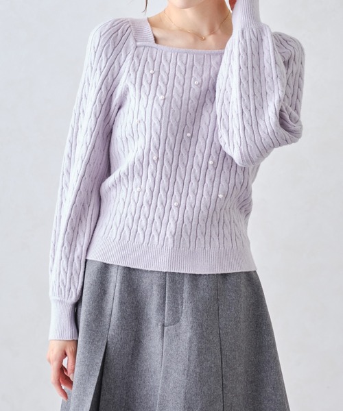 MISCH MASCH(ミッシュマッシュ)の「スクエアネックケーブルパールニット/MM448318(ニット/セーター・レディース・ブラック/ホワイト/ラベンダー・フリ-)」の19枚目の写真