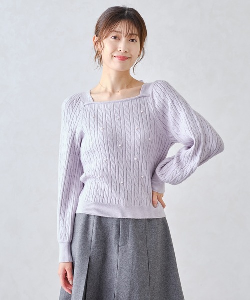 MISCH MASCH(ミッシュマッシュ)の「スクエアネックケーブルパールニット/MM448318(ニット/セーター・レディース・ブラック/ホワイト/ラベンダー・フリ-)」の21枚目の写真
