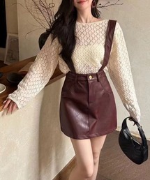 leune（ルネ）の「フェイクレザーサスペンダーミニスカート（スカート）」