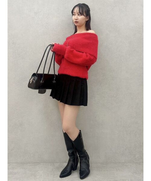 dazzlin(ダズリン)の「シャギーオフショルニットプルオーバー(ニット/セーター・レディース・オフホワイト/パープル/レッド/ピンク/ブラウン・FREE)」の13枚目の写真