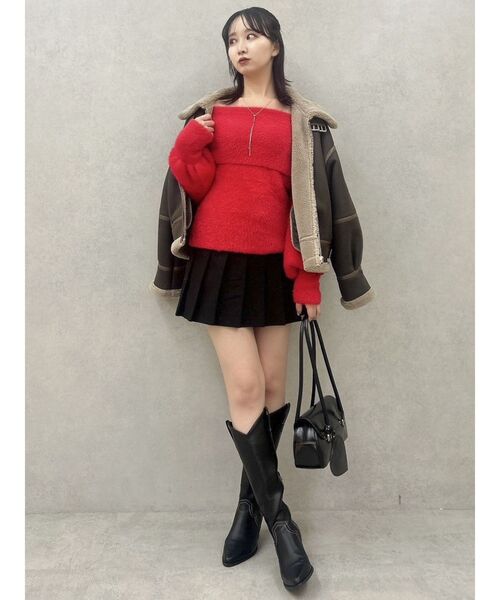 dazzlin(ダズリン)の「シャギーオフショルニットプルオーバー(ニット/セーター・レディース・オフホワイト/パープル/レッド/ピンク/ブラウン・FREE)」の18枚目の写真