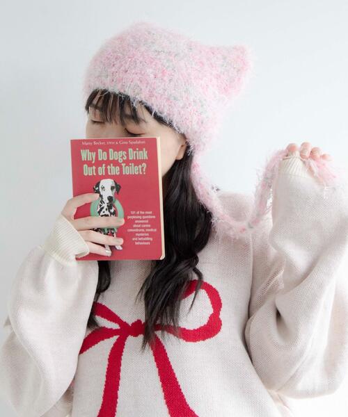 WEGO（ウィゴー）の「WEGO/シャギーネコミミバラクラバ（ニットキャップ/ビーニー・レディース・ホワイト/サックスブルー/ライトピンク/ライトイエロー・FREE）」の9枚目の写真