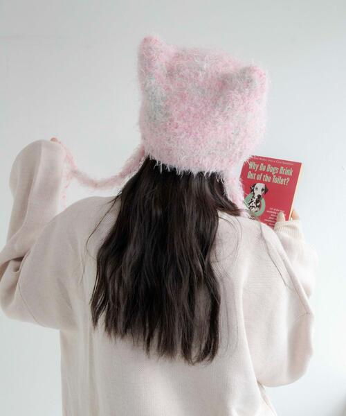 WEGO（ウィゴー）の「WEGO/シャギーネコミミバラクラバ（ニットキャップ/ビーニー・レディース・ホワイト/サックスブルー/ライトピンク/ライトイエロー・FREE）」の10枚目の写真