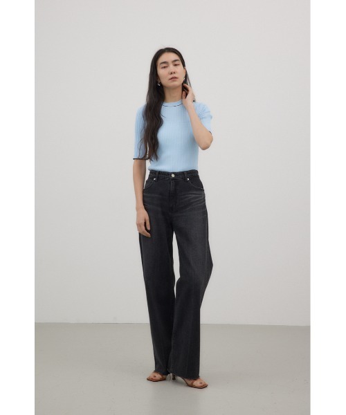 crie conforto（クリーコンフォルト）の「ストレートワイドデニム（デニムパンツ・レディース・ライトブラック/ライトブルー・SMALL/MEDIUM）」の5枚目の写真