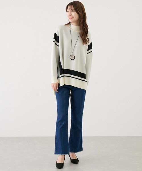 【セール】配色ジャガード チュニック（Tシャツ/カットソー）｜Jayro（ジャイロ）