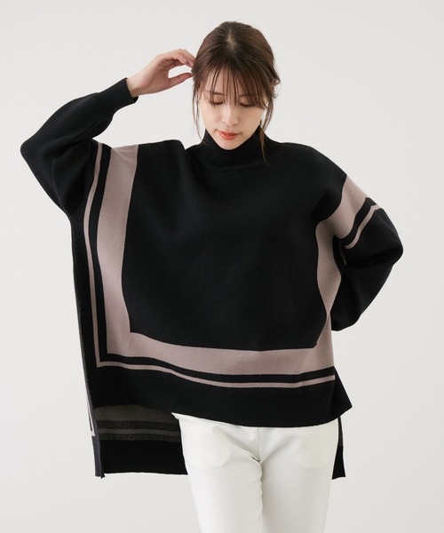 【セール】配色ジャガード チュニック（Tシャツ/カットソー）｜Jayro（ジャイロ）