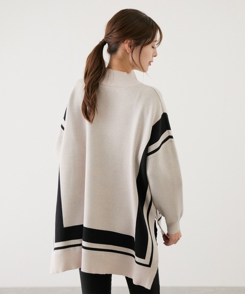 【セール】配色ジャガード チュニック（Tシャツ/カットソー）｜Jayro（ジャイロ）