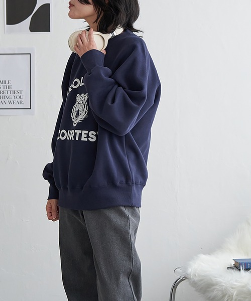 VENCEEXCHANGE（ヴァンスエクスチェンジ）の「トラフロッキーラグランスウェット（スウェット・レディース・ネイビー/アイボリー/グレー系その他/チャコール・FREE）」の5枚目の写真