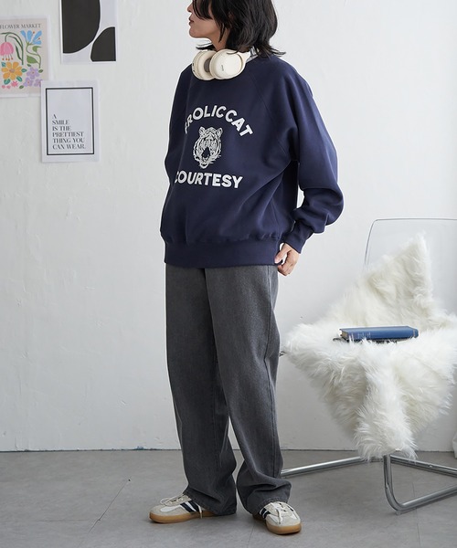 VENCEEXCHANGE（ヴァンスエクスチェンジ）の「トラフロッキーラグランスウェット（スウェット・レディース・ネイビー/アイボリー/グレー系その他/チャコール・FREE）」の18枚目の写真