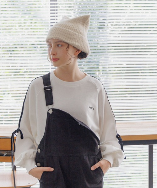 GLOBAL WORK（グローバルワーク）の「乾きやすいラインリボンスウェット/252067（スウェット・キッズ・オフホワイト/ブラック・130cm/140cm/150cm/160cm）」の2枚目の写真