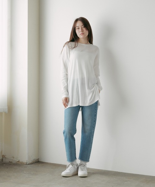 MILLER(ミラー)の「R.P.miller/ミラー Sheer Crew L/S tee シア―トップス 2026新作 再入荷 秋服 2026年秋冬(Tシャツ/カットソー・レディース・ブラック/ホワイト/ブラウン/サーモンピンク・FREE)」の2枚目の写真