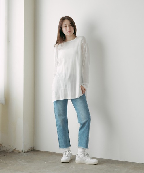 tシャツ R.P.miller/ミラー Sheer Crew L/S tee シア―トップス レディース R.P.miller/ミラー Sheer Crew L/S tee シア―トップス（Tシャツ