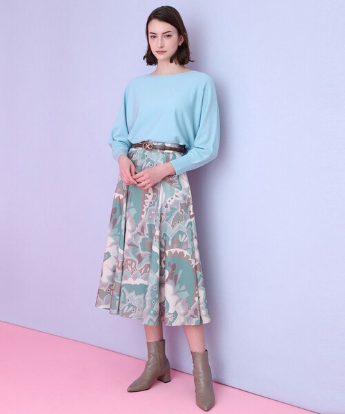 ANAYI(アナイ)の「アートフラワープリントマチフレア スカート〈セットアップ対応商品〉(スカート・レディース・グリーン系その他/ブルー系その他・36/38/34)」の7枚目の写真