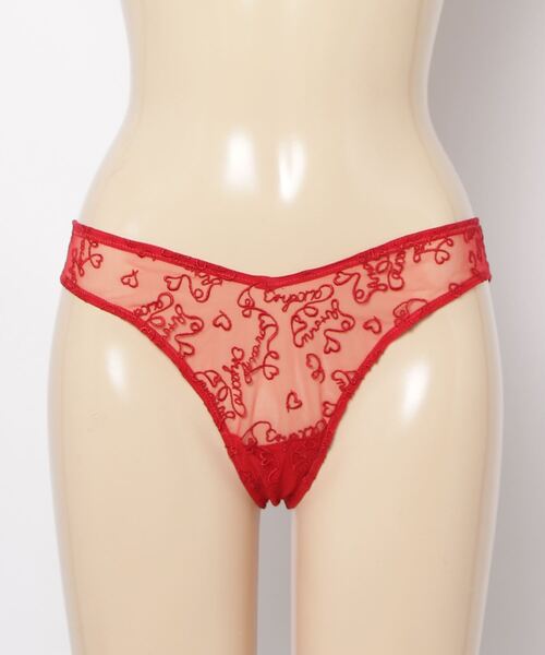 【セール】【エンポリオ アルマーニ】Tバックショーツ メッシュ素材 ホリデーロゴ総刺繍（ショーツ）｜EMPORIO ARMANI（エンポリオアルマーニ）