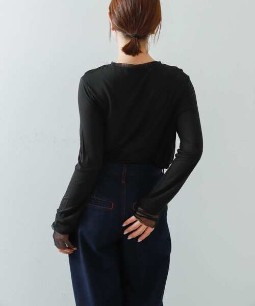 SENSE OF PLACE by URBAN RESEARCH(センスオブプレイスバイアーバンリサーチ)の「シアーレイヤードTシャツ(Tシャツ/カットソー・レディース・アイボリー/ブラック/ピンク・ONE)」の17枚目の写真