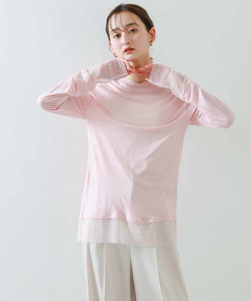 SENSE OF PLACE by URBAN RESEARCH(センスオブプレイスバイアーバンリサーチ)の「シアーレイヤードTシャツ(Tシャツ/カットソー・レディース・アイボリー/ブラック/ピンク・ONE)」の19枚目の写真