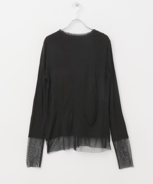 SENSE OF PLACE by URBAN RESEARCH(センスオブプレイスバイアーバンリサーチ)の「シアーレイヤードTシャツ(Tシャツ/カットソー・レディース・アイボリー/ブラック/ピンク・ONE)」の4枚目の写真