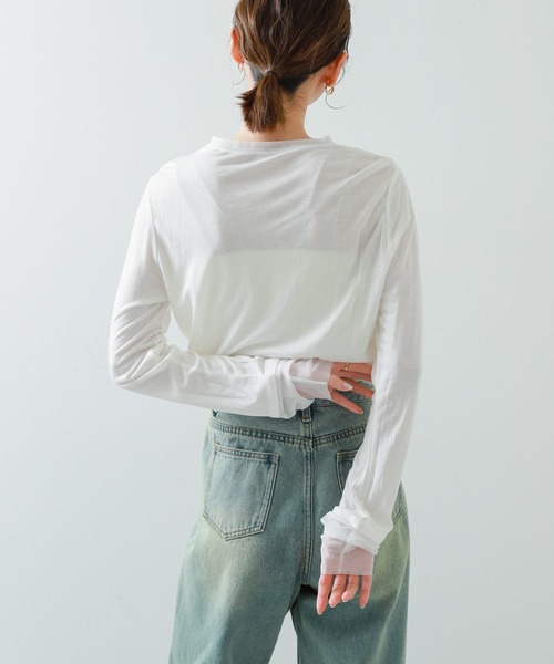 SENSE OF PLACE by URBAN RESEARCH(センスオブプレイスバイアーバンリサーチ)の「シアーレイヤードTシャツ(Tシャツ/カットソー・レディース・アイボリー/ブラック/ピンク・ONE)」の5枚目の写真