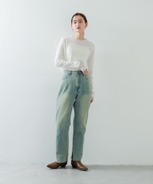 SENSE OF PLACE by URBAN RESEARCH(センスオブプレイスバイアーバンリサーチ)の「シアーレイヤードTシャツ(Tシャツ/カットソー・レディース・アイボリー/ブラック/ピンク・ONE)」の6枚目の写真