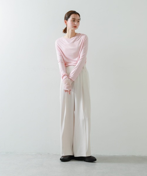 SENSE OF PLACE by URBAN RESEARCH(センスオブプレイスバイアーバンリサーチ)の「シアーレイヤードTシャツ(Tシャツ/カットソー・レディース・アイボリー/ブラック/ピンク・ONE)」の14枚目の写真