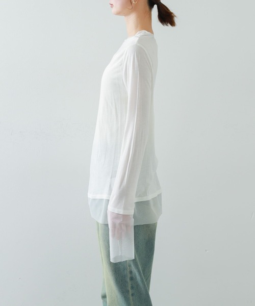 SENSE OF PLACE by URBAN RESEARCH(センスオブプレイスバイアーバンリサーチ)の「シアーレイヤードTシャツ(Tシャツ/カットソー・レディース・アイボリー/ブラック/ピンク・ONE)」の16枚目の写真