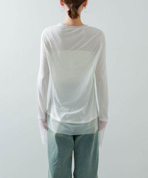SENSE OF PLACE by URBAN RESEARCH(センスオブプレイスバイアーバンリサーチ)の「シアーレイヤードTシャツ(Tシャツ/カットソー・レディース・アイボリー/ブラック/ピンク・ONE)」の17枚目の写真