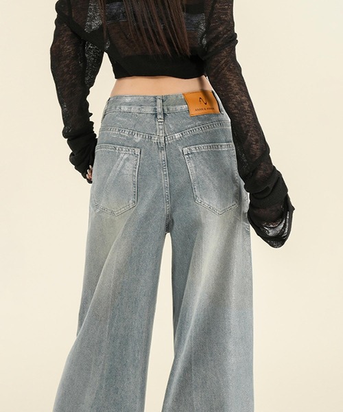 ヴィンテージウォッシュ ワイドデニムパンツ（デニムパンツ）｜aimoha（アイモハ）