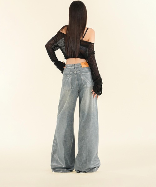 ヴィンテージウォッシュ ワイドデニムパンツ（デニムパンツ）｜aimoha（アイモハ）