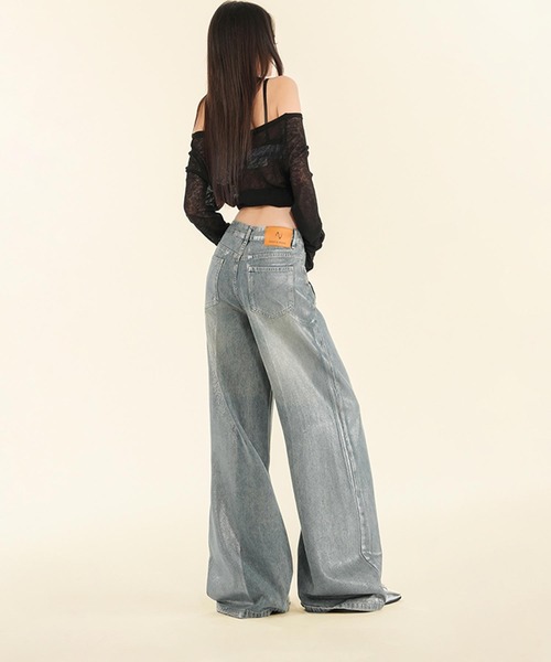 ヴィンテージウォッシュ ワイドデニムパンツ（デニムパンツ）｜aimoha（アイモハ）