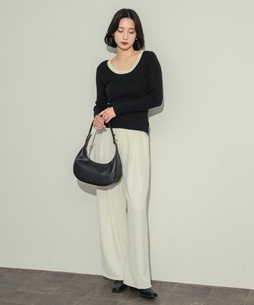 NEUNA(ヌナ)の「バイカラーニットトップス(ニット/セーター・レディース・ブラック/ベージュ・FREE)」の21枚目の写真