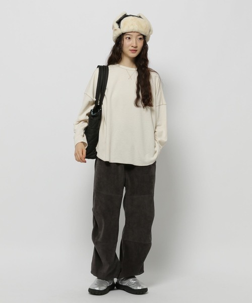 niko and...（ニコアンド）の「ミニパイルステッチプルオーバー（Tシャツ/カットソー・レディース・アイボリー/ホワイト/ライトグリーン/ピンク/チャコール・LARGE/MEDIUM）」の6枚目の写真