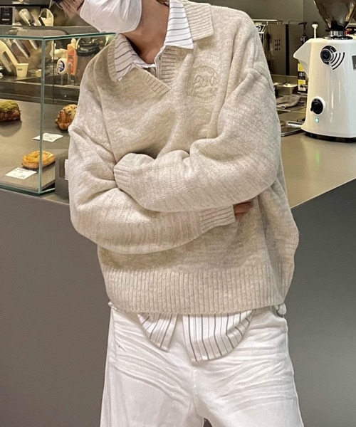 MGV（エムジーヴィー）の「サークルロゴニットポロ（ニット/セーター・メンズ・アイボリー/ブラック・LARGE/X-LARGE/MEDIUM）」の2枚目の写真